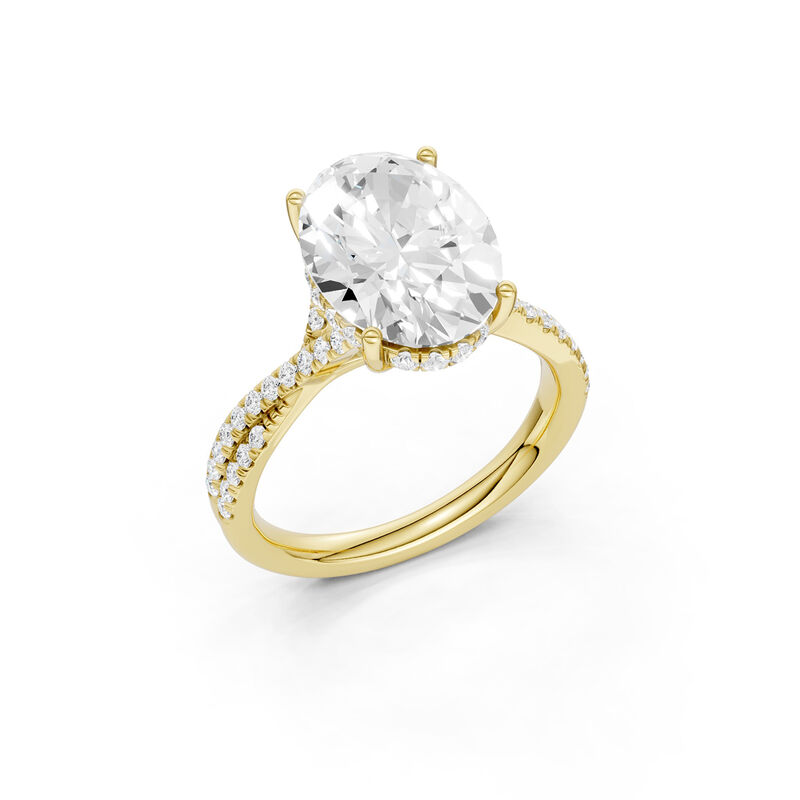 Oval Lab Grown 4 1/3ctw. Diamond Twist Enagement Ring in 14k Yellow Gold image number null